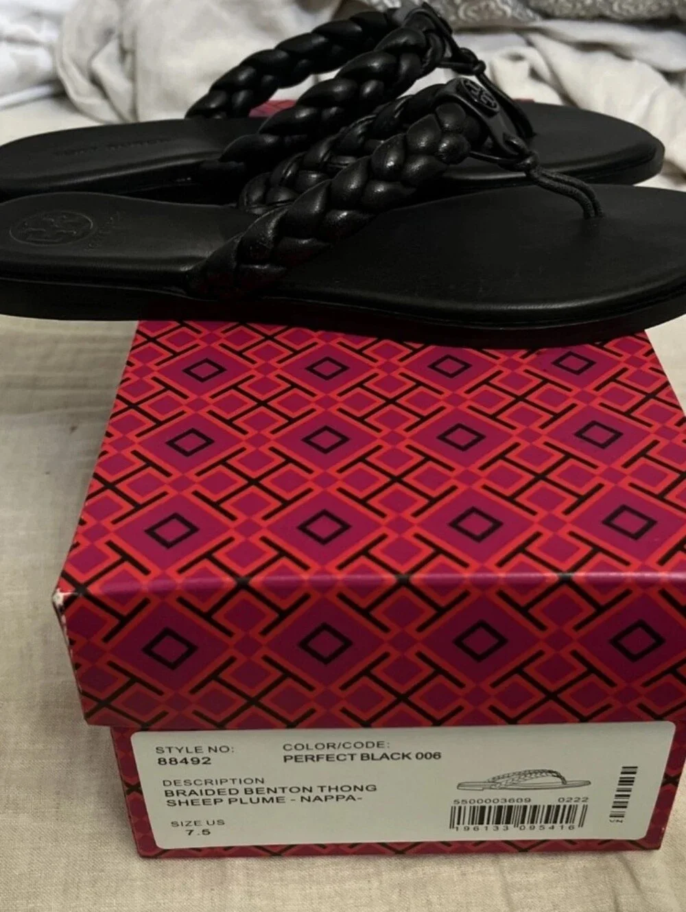 Tory Burch Braided Thong Leather Sandal 7.5